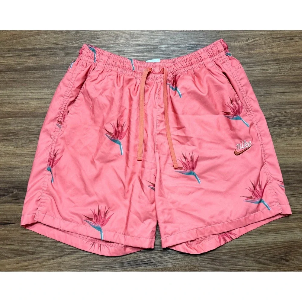 Nike Woven Flow Shorts Pink Bird of Paradise Floral (DQ3487-603) Size Medium